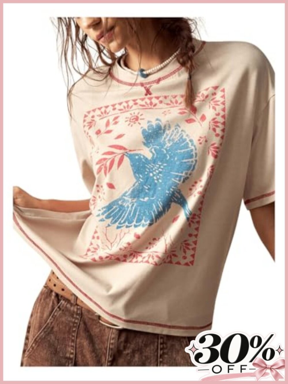 Women's Vintage Hippie Graphic Tee | Boho Short Sleeve Top | Round Neck